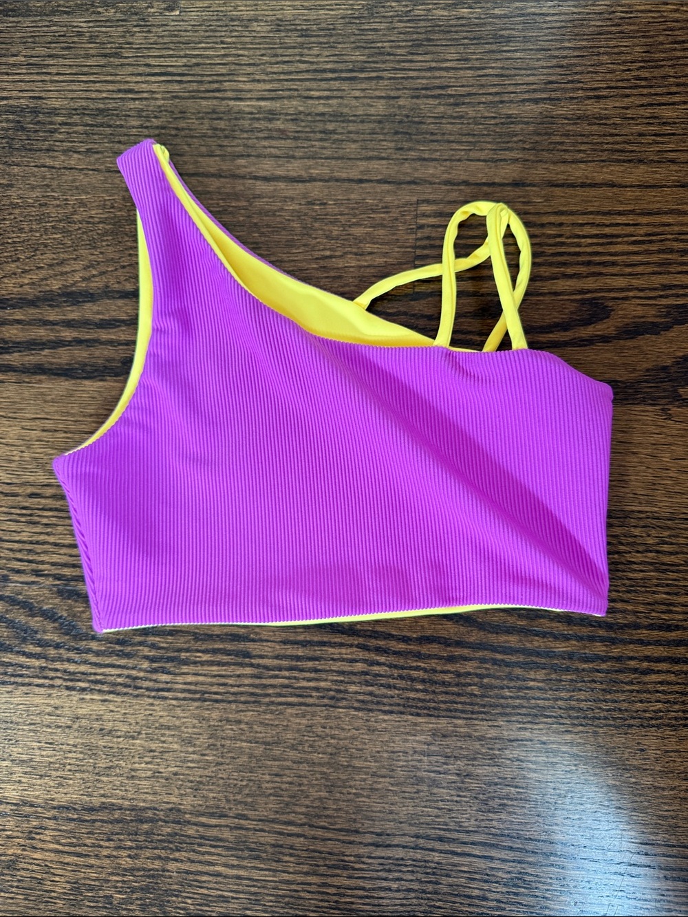 Tiger Friday Girls' One-Shoulder Reversible Tank Top - Purple & Yellow Girls XL
